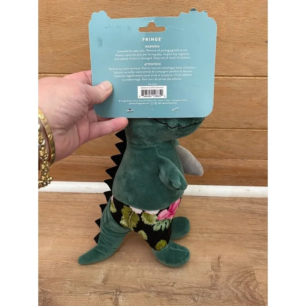 NWT Plush Dinosaur Dog Toy With Squeaker & Surfboard By Fringe Best Dog Toybox
